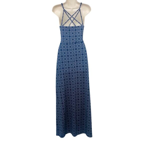 NWT Market & Spruce Blue Geometric Medallion Print Maxi Dress with Strappy Back - Picture 14 of 16